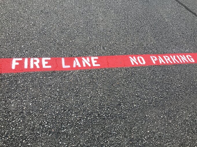 Fire lane striping in Atlanta, Georgia